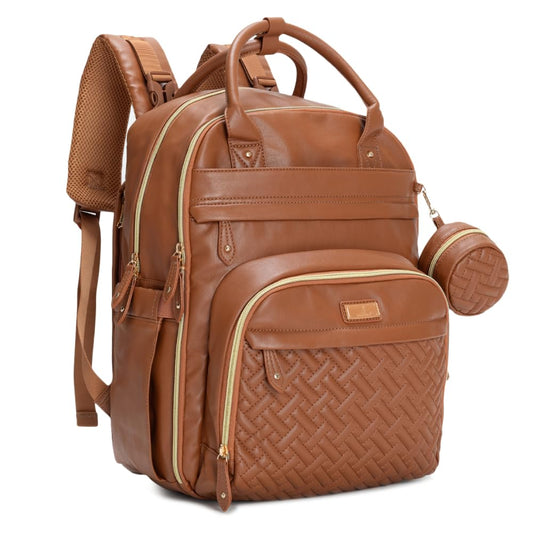 BabbleRoo Leather Diaper Bag Backpack