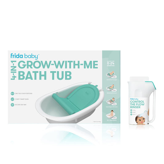 4-in-1 Grow-with-Me Bath Tub & Control The Flow Rinser Cup Bath Time Kit